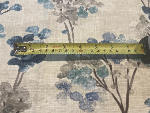 Teal Berry Bunches on Slubbed Cotton Furnishing