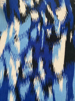 Royal Blue Abstract Waves on Crinkle Chiffon