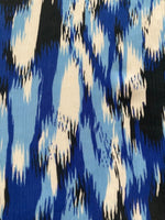 Royal Blue Abstract Waves on Crinkle Chiffon