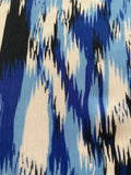 Royal Blue Abstract Waves on Crinkle Chiffon