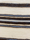 Brown & Blue Raised Embroidered Stripe on Cream Cotton, Stripes Run Across the fabric