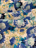 Blue & Pale Yellow Sunflowers on Cotton Lawn