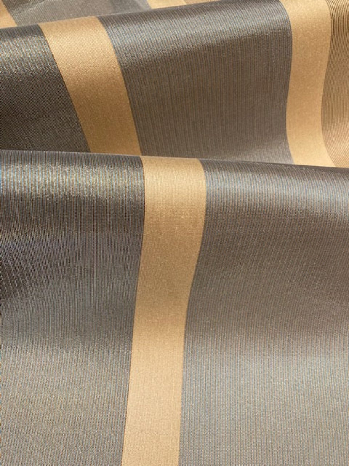 Blue/coffee Ribbed Stripes Running Across the Fabric