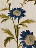 Olive/Teal Hedgerow Flowers on Slubbed Cotton&nbsp;