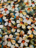 Orange/Green Allover Daisies on Soft handle Linen Mix