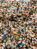 Orange/Green Allover Daisies on Soft handle Linen Mix