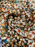 Orange/Green Allover Daisies on Soft handle Linen Mix