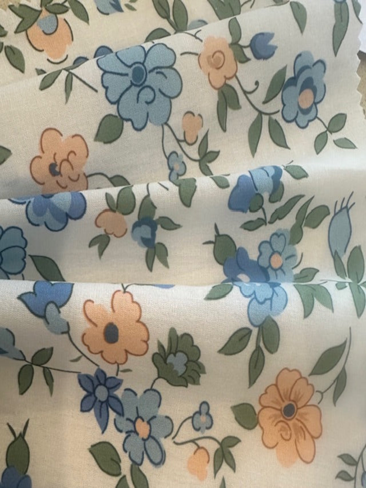 Blue Country Flowers on White Cotton Lawn – Fresh & Versatile