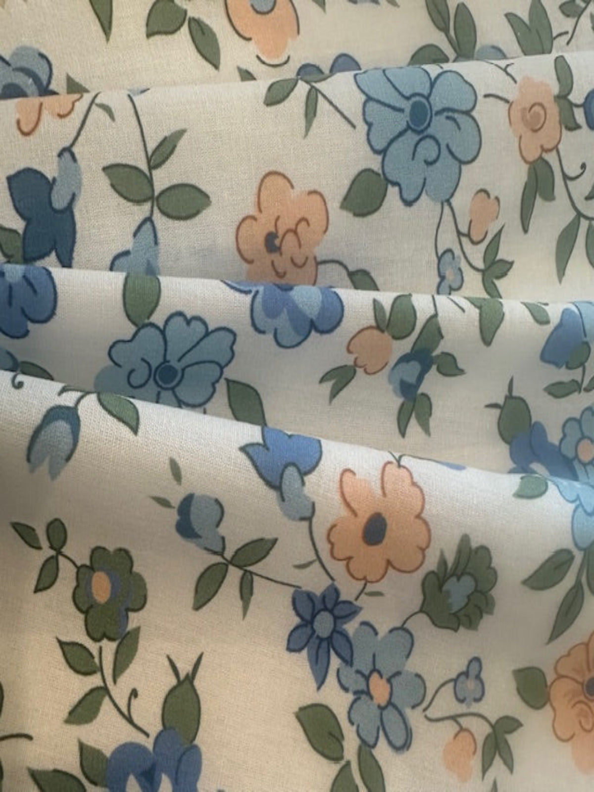 Blue Country Flowers on White Cotton Lawn – Fresh & Versatile