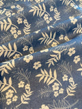 Blue Denim Chambray Leaf & Flower Print