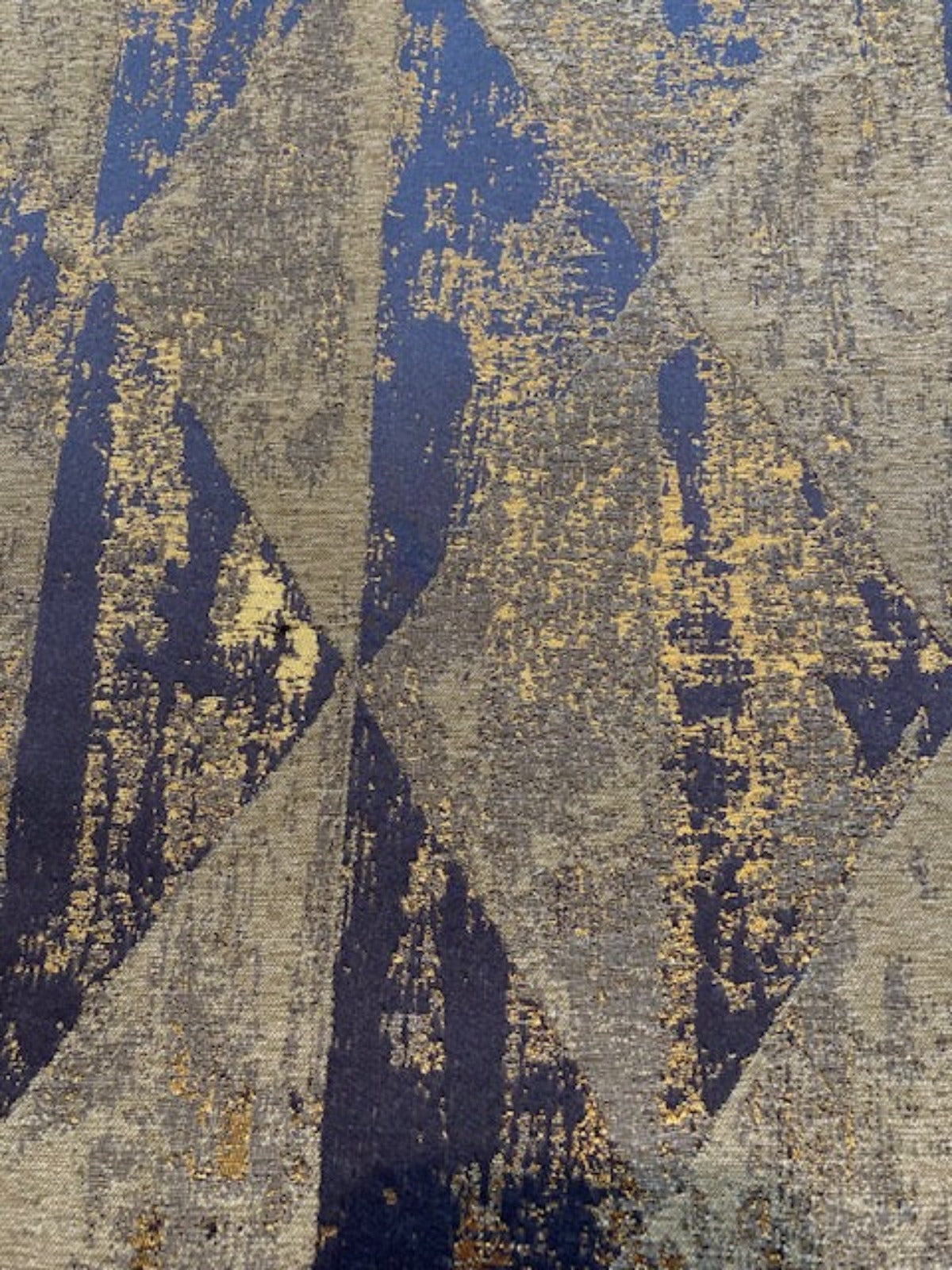 Blue/Grey & Stone Interlocking Triangles with Gold Lurex Detail