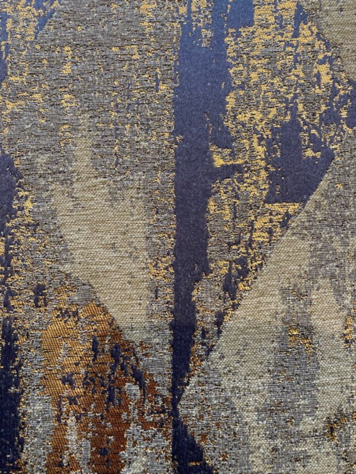 Blue/Grey & Stone Interlocking Triangles with Gold Lurex Detail