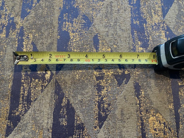 Blue/Grey & Stone Interlocking Triangles with Gold Lurex Detail