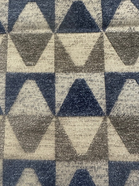 Blue/Grey Pyramid Jacquard in Rectangle Pattern. Thick Furnishing " Porter & Stone"