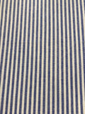 Blue/White 1/2cm Colour Woven Stripe - Running along the Fabric