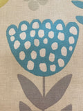 Teal/Lime Single Flowers on Cotton "Fryetts- Annika"