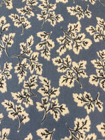 Leaf Print on Dusty Blue Cotton Lawn