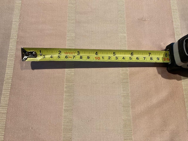 Blush Silk Dupion Irridescent Stripe with Ribboned Stripe running along the Fabric