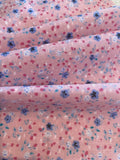 Blue on Pink Ditsy Poly/Cotton