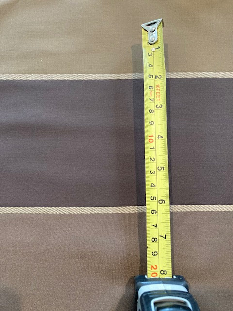 Brown/Deep Olive Striped Heavy weight Taffeta. Stripes Running Across the Fabric