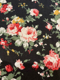 Pink Roses on Black Cotton Lawn