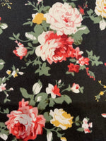 Pink Roses on Black Cotton Lawn