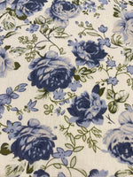 Blue Roses on White Cotton Lawn