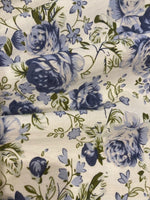 Blue Roses on White Cotton Lawn