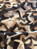 Geometric Camouflage Cream/Brown Print on Cotton
