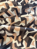 Geometric Camouflage Cream/Brown Print on Cotton