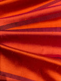 Bright Fuchsia/Orange Silk Dupion Irridescent Stripe with Ribboned Stripe running along the Fabric