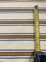 Brown/Blue Woven Stripe on Ivory. Stripes run across the fabric.