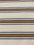 Brown/Blue Woven Stripe on Ivory. Stripes run across the fabric.