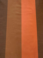 Brown/Brick Stripes on Dupion. Stripes run along the Fabric