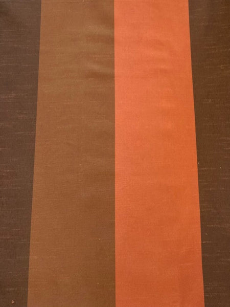 Brown/Brick Stripes on Dupion. Stripes run along the Fabric