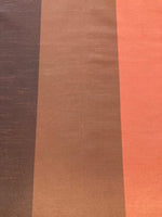 Brown/Brick Stripes on Dupion. Stripes run along the Fabric