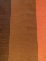 Brown/Brick Stripes on Dupion. Stripes run along the Fabric