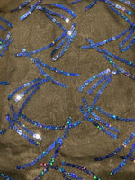 Irridescent Blue Sequin on Black Georgette