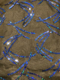 Irridescent Blue Sequin on Black Georgette