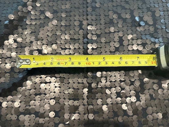 7mm Matt Black Sequin on Navy Chiffon