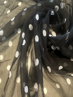 White Spot On Black Yoryu Silk Chiffon