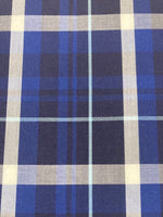 Blue/White Tartan Cotton Check Soft Shirting