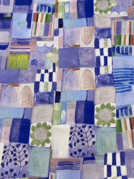 Blue Patchwork Print on Cotton