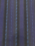 Navy/Pale Blue Stripe Raised Twill Suiting Weight. Stripes run along the fabric.