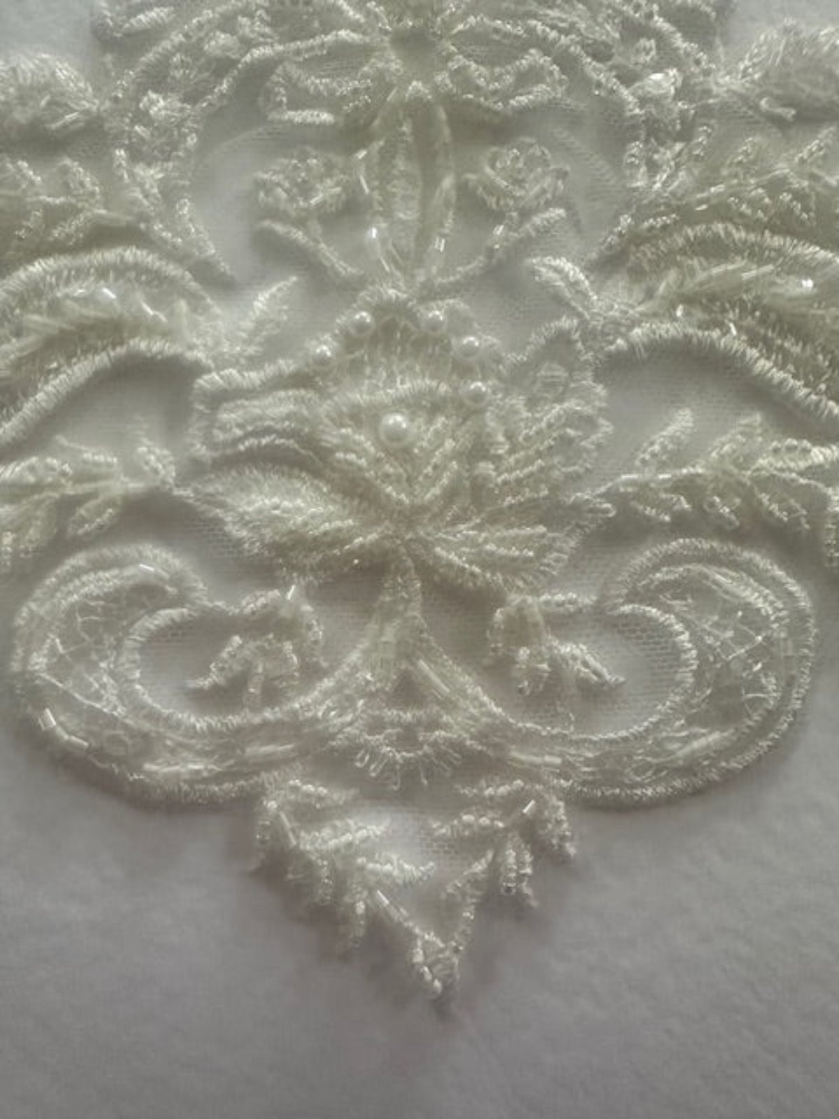 Ivory Bulb Shaped Applique with Pearl &amp; Bead Detail 20cm long