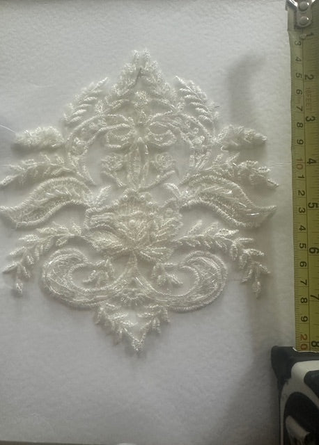 Ivory Bulb Shaped Applique with Pearl &amp; Bead Detail 20cm long