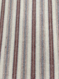 Burgundy/Pale Blue Colour Woven Stripe - Running along the Fabric