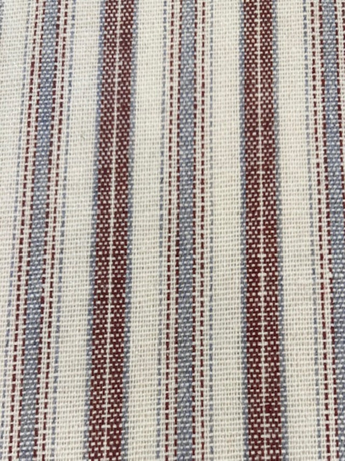 Burgundy/Pale Blue Colour Woven Stripe - Running along the Fabric