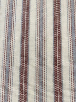 Burgundy/Pale Blue Colour Woven Stripe - Running along the Fabric