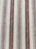 Burgundy/Pale Blue Colour Woven Stripe - Running along the Fabric